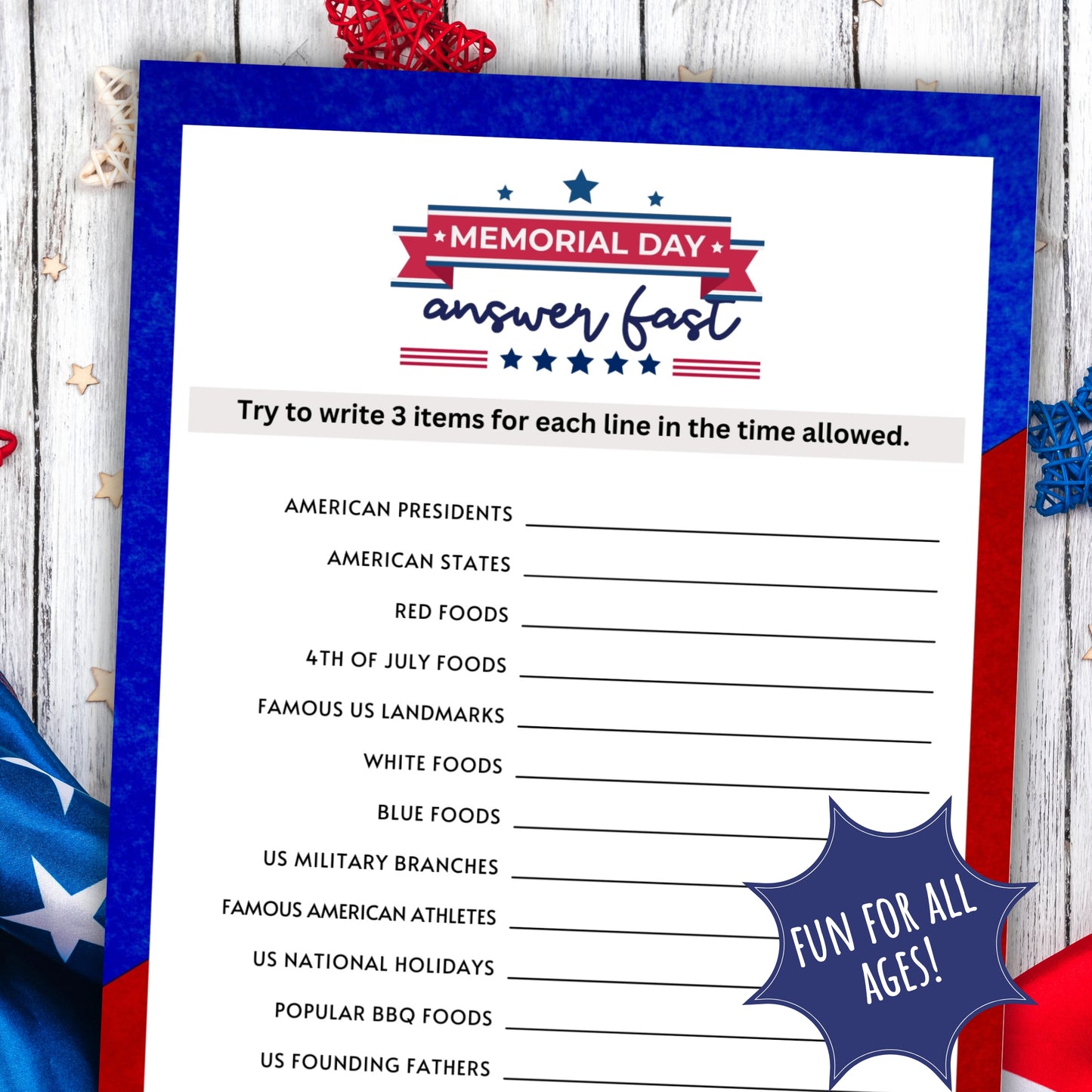 memorial day party game