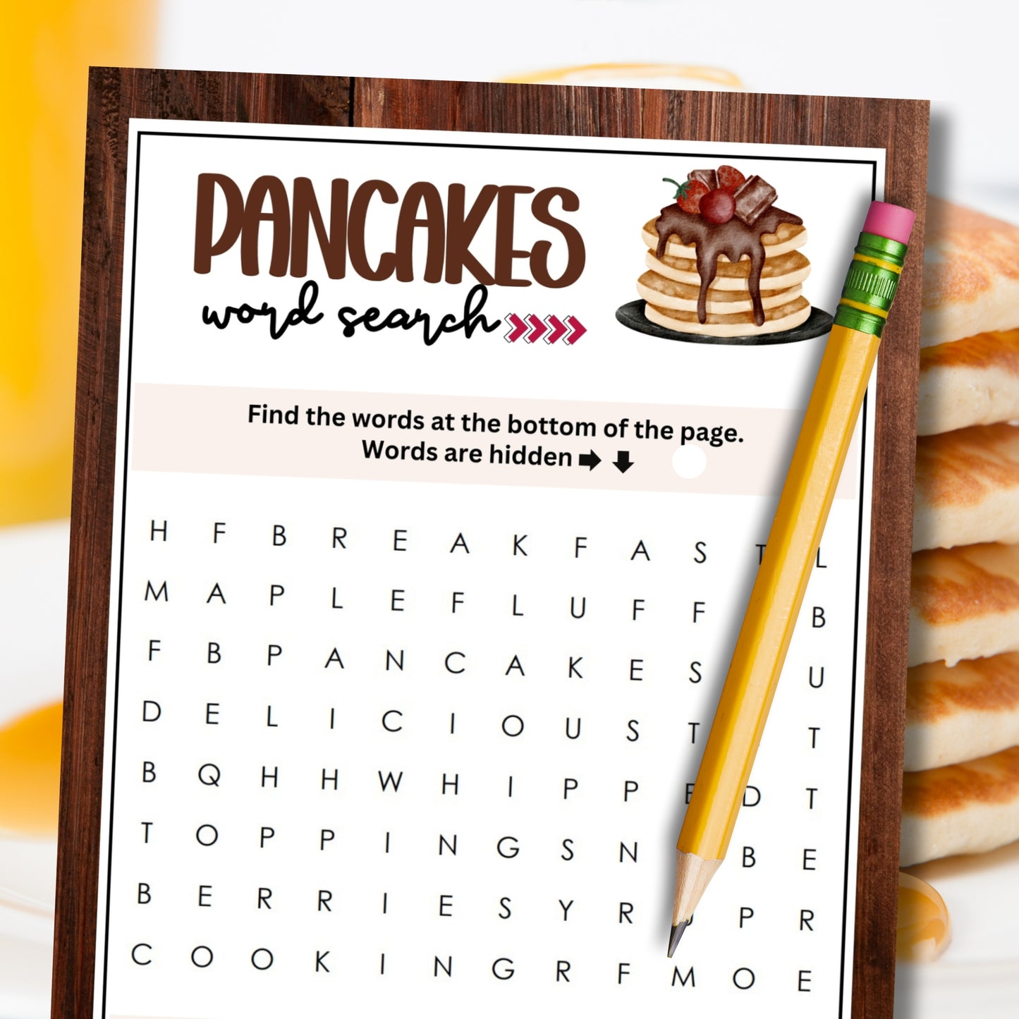Pancakes EASY Word Search