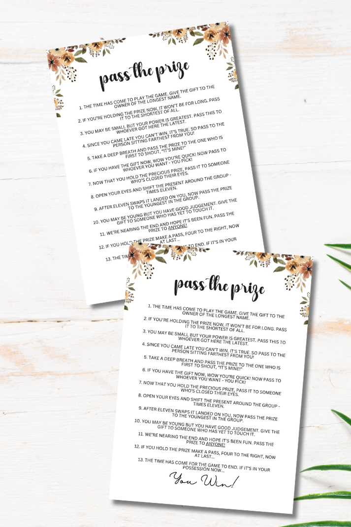 Tea Party Pass The Prize Printable Game