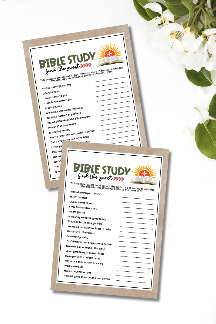 Looking for a fun and easy icebreaker game to play at your Bible Study meeting, women's ministry retreat, ladies' luncheon, VBS church camp or other faith-filled gathering? This "Find The Guest" printable game from Party Prints Press is just what you need! 
