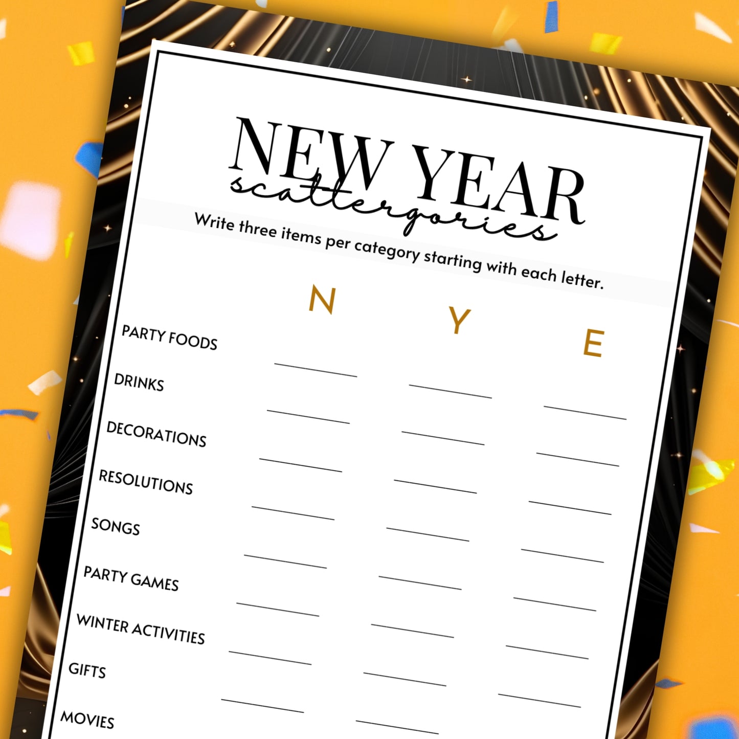 New Year's Scattergories