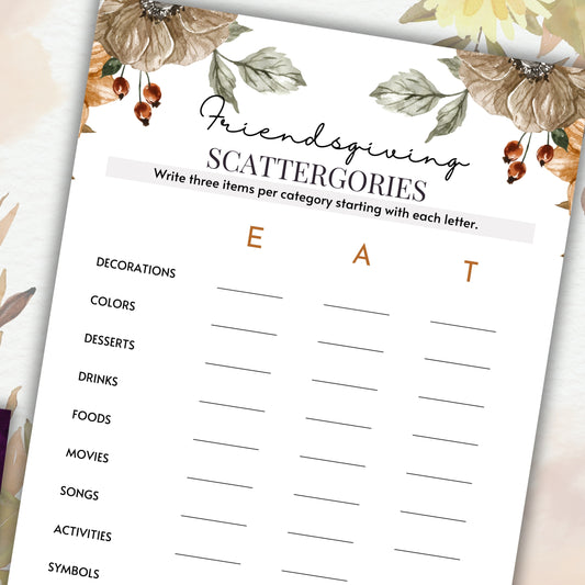 Friendsgiving Scattergories