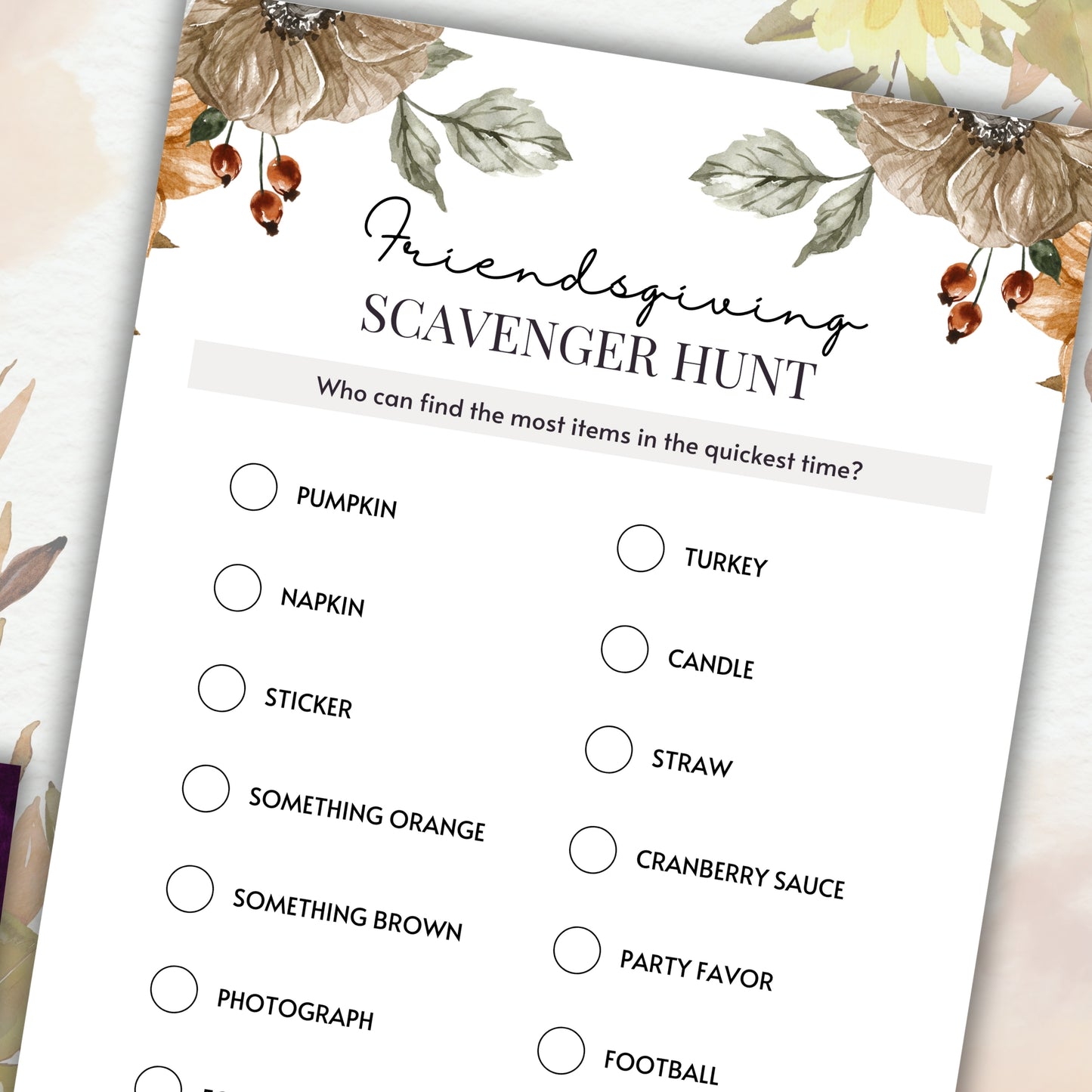 Friendsgiving Scavenger Hunt For Kids