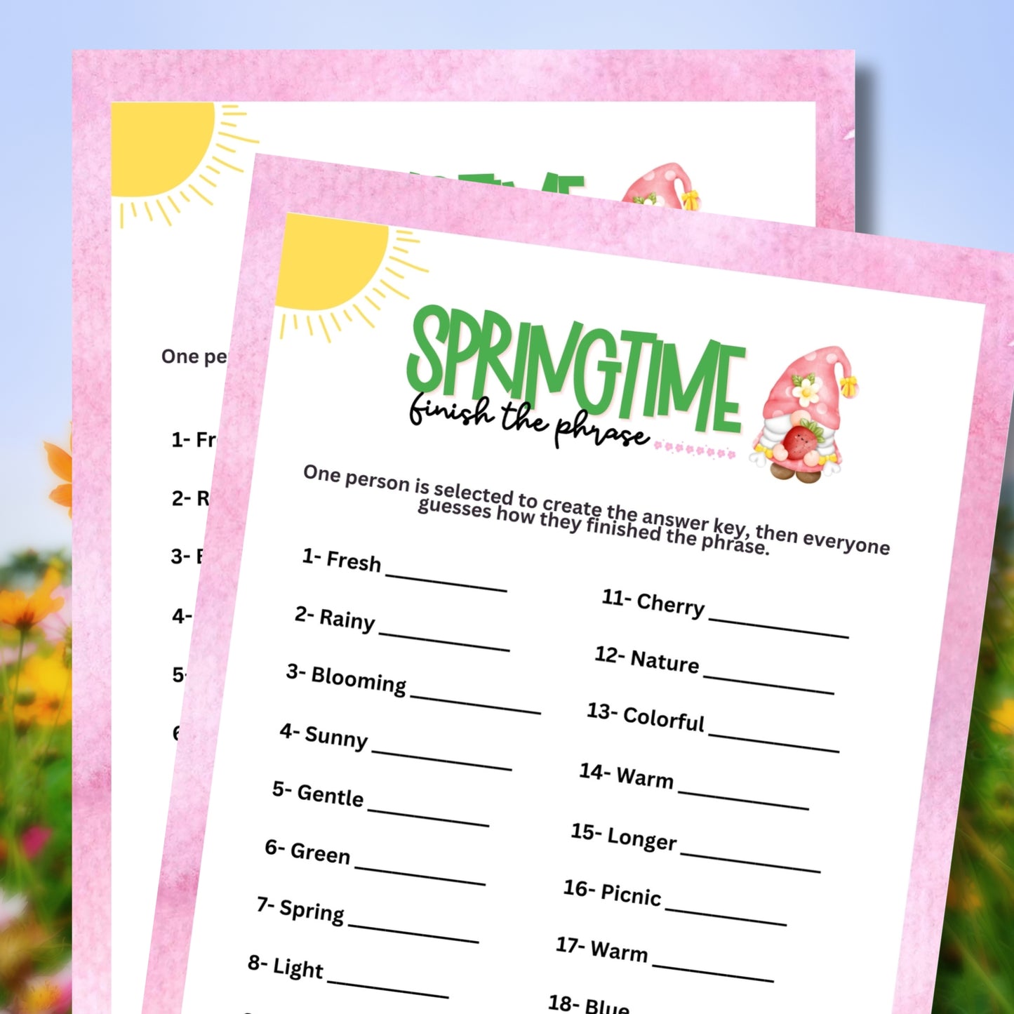 Spring Finish The Phrase