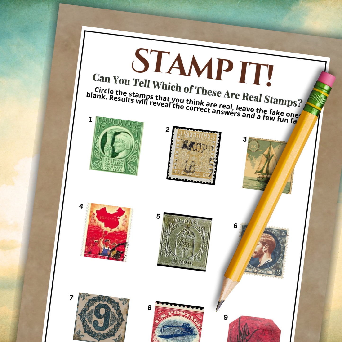 Stamp It! Real or Not? Printable Trivia Game