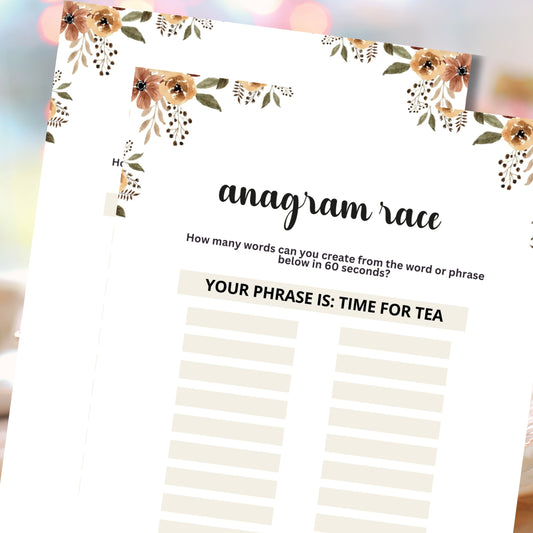Tea Party Anagram Race