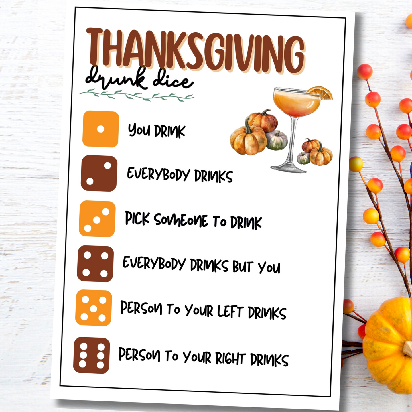 thanksgiving drunk dice