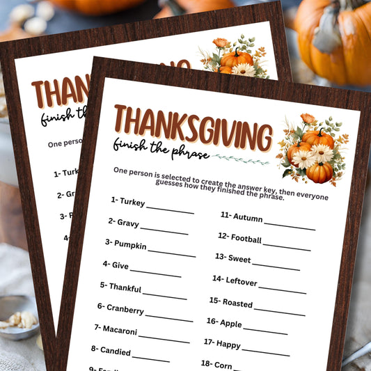 Thanksgiving Finish The Phrase