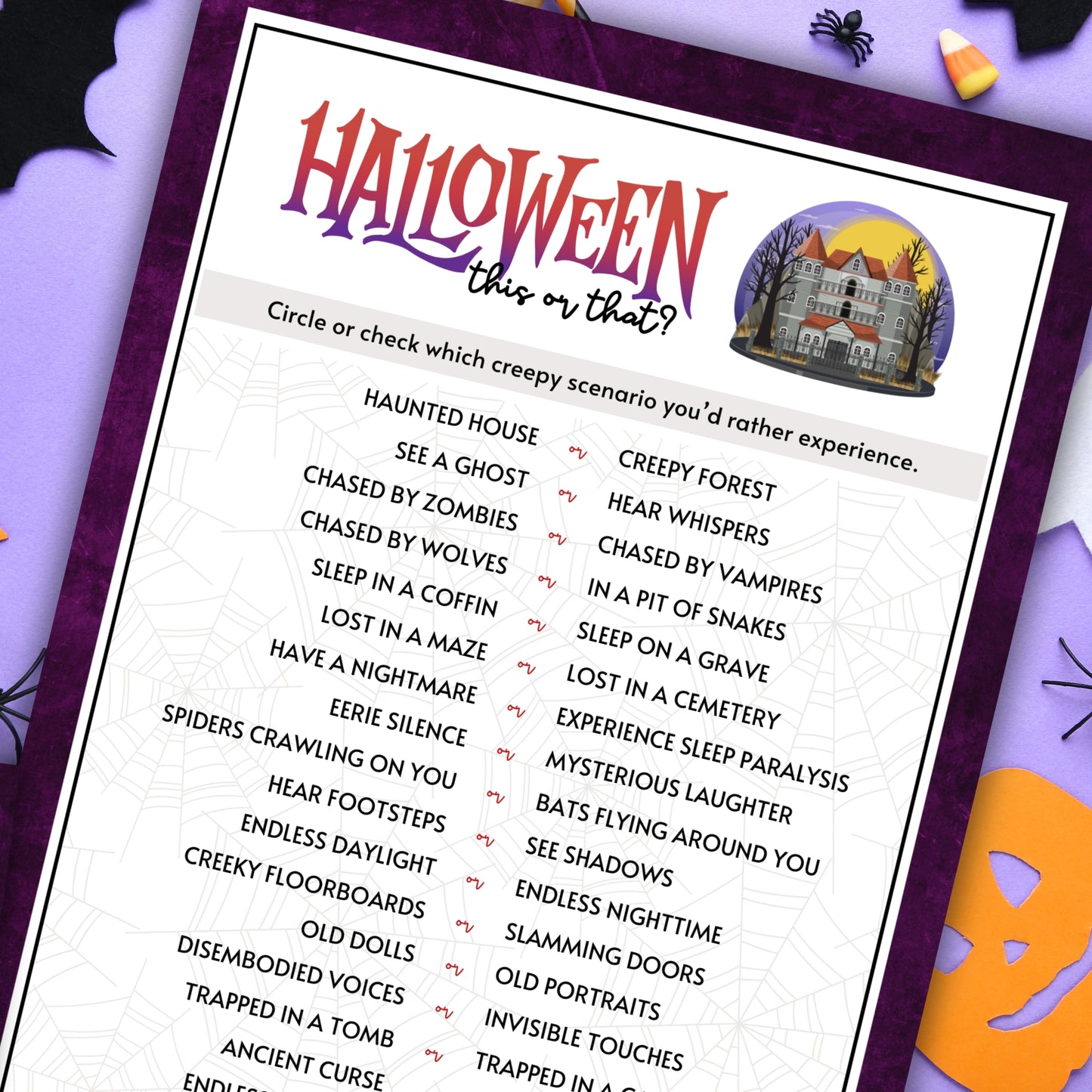 Add a fun and interactive twist to your Halloween party with the Halloween This or That Game! This simple yet engaging game is perfect for breaking the ice and getting everyone involved in some spooky decision-making.