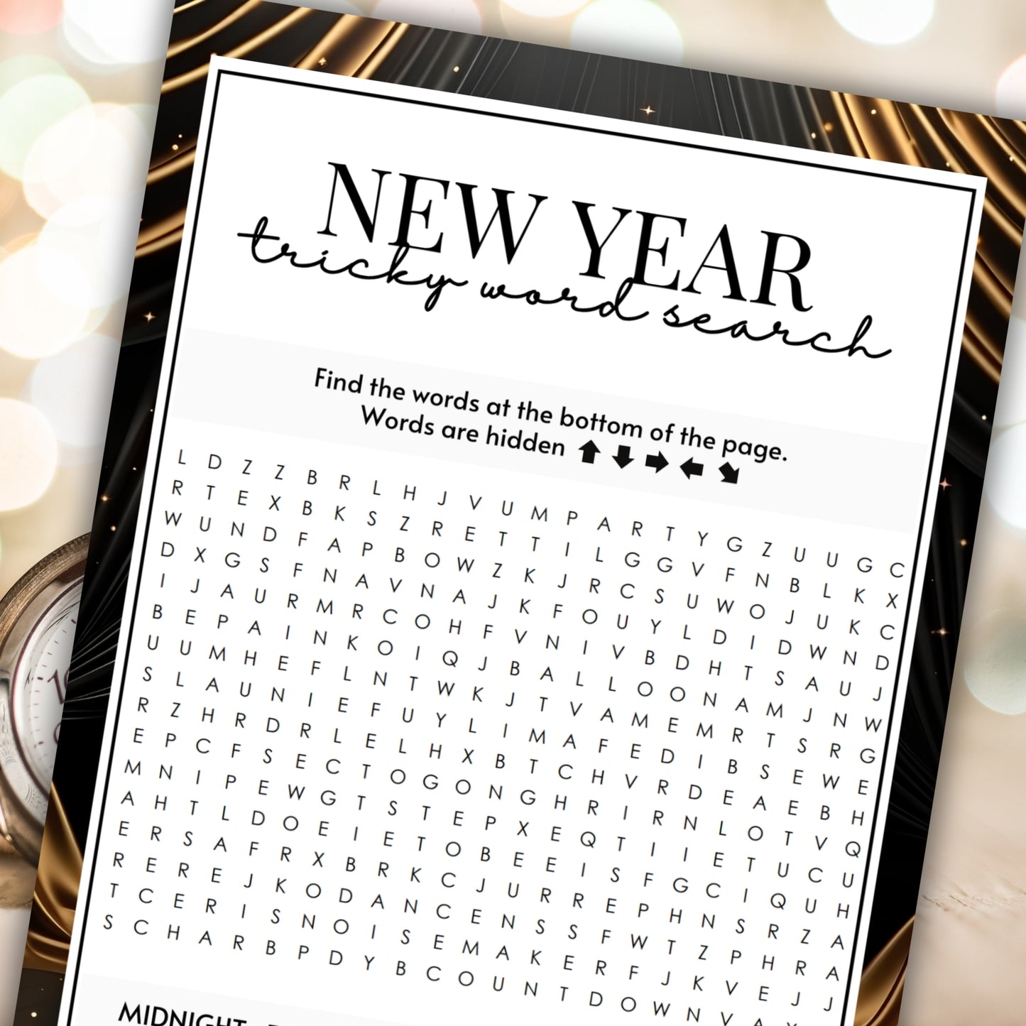 New Year's Eve Tricky Word Search