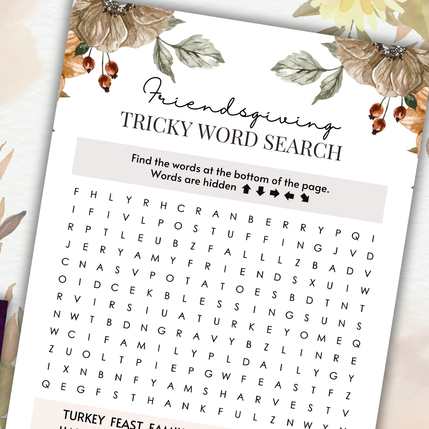 Friendsgiving Tricky Word Search
