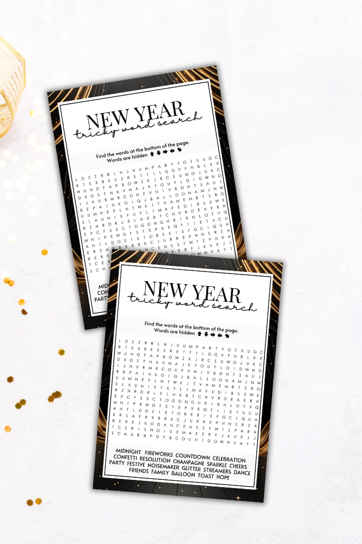 New Year's Eve Tricky Word Search