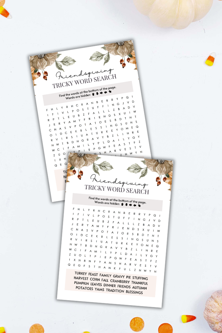 Friendsgiving Tricky Word Search