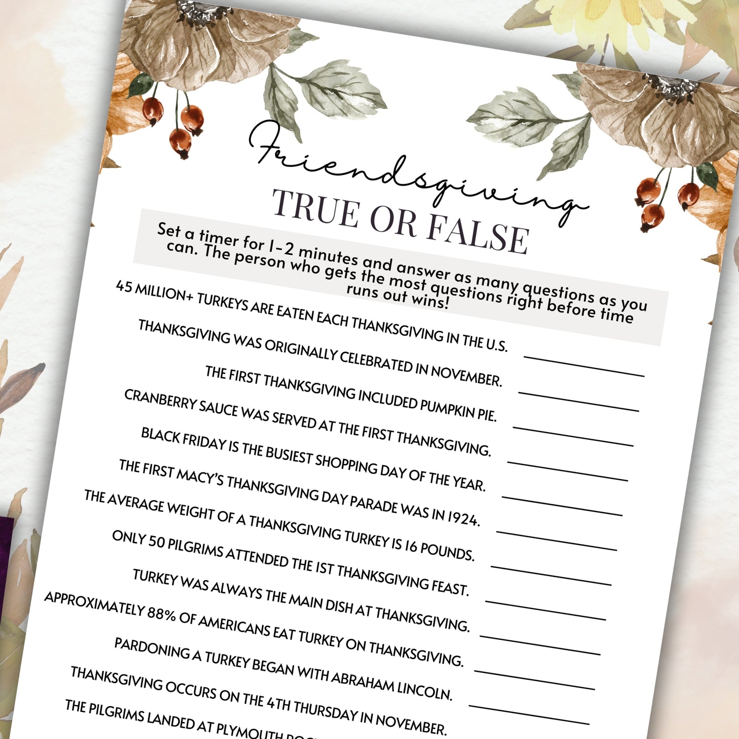 Friendsgiving True or False Trivia