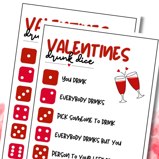 valentines day drunk dice printable