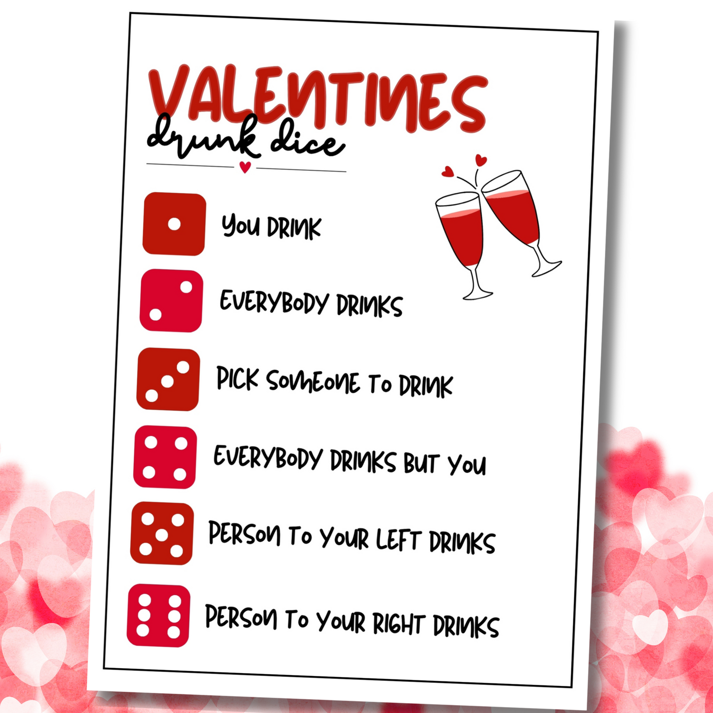 valentines day drunk dice printable