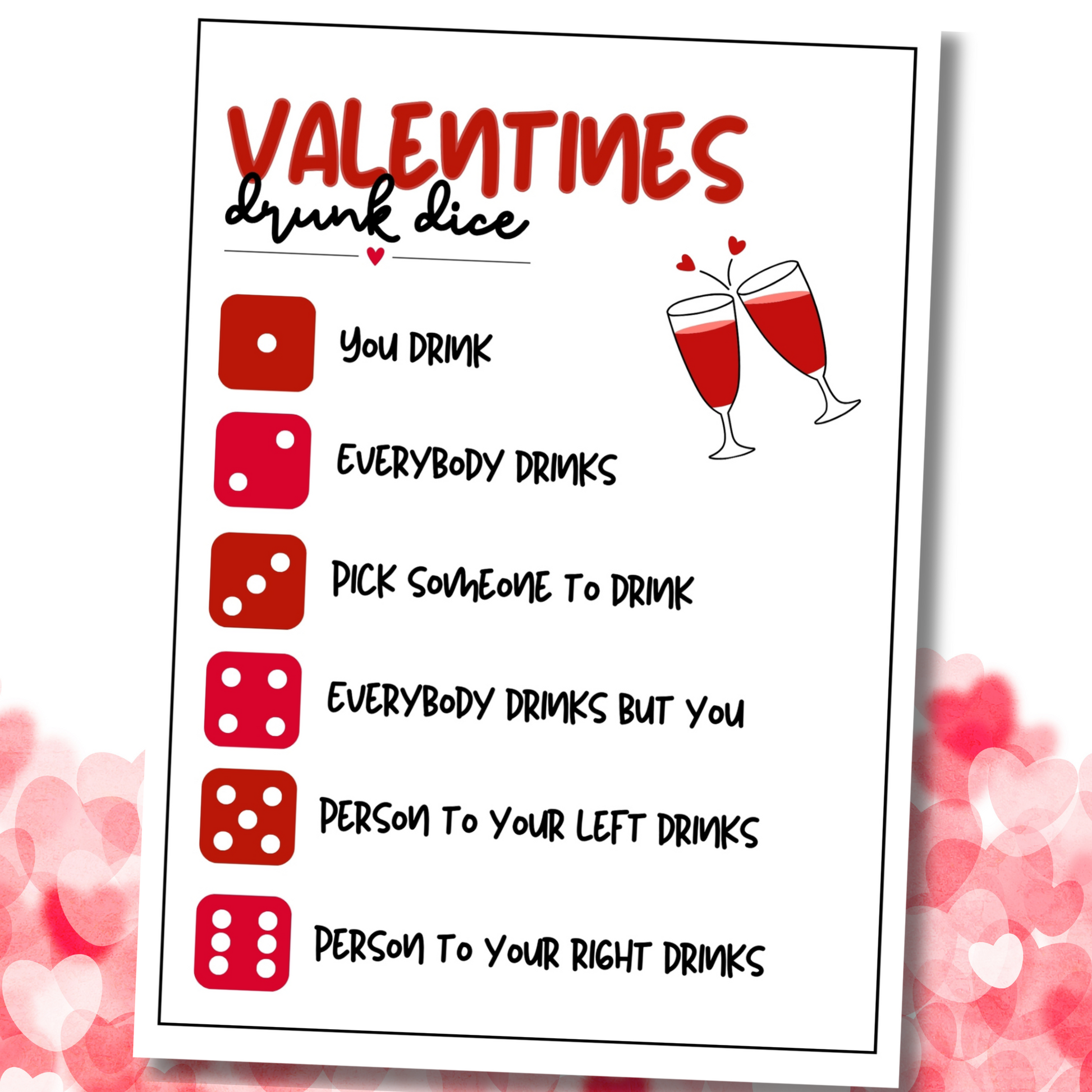 valentines day drunk dice printable