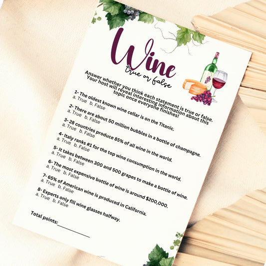 Are you seeking a fun and engaging activity to enjoy with friends at your upcoming alcohol-inspired event, dinner party, bachelor or bachelorette party or even just a pub crawl night on the town?  This simple true or false trivia game from Party Prints Press is just what you need!