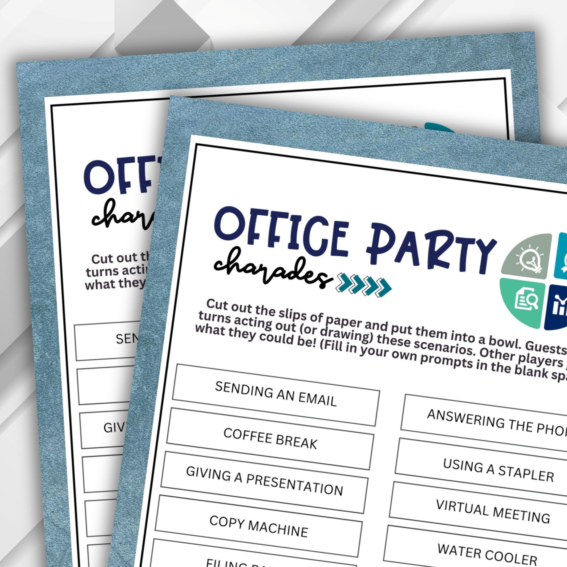 Are you looking for a fun activity to add some excitement to your office or work party? Look no further than this Office Charades game from Party Prints Press!