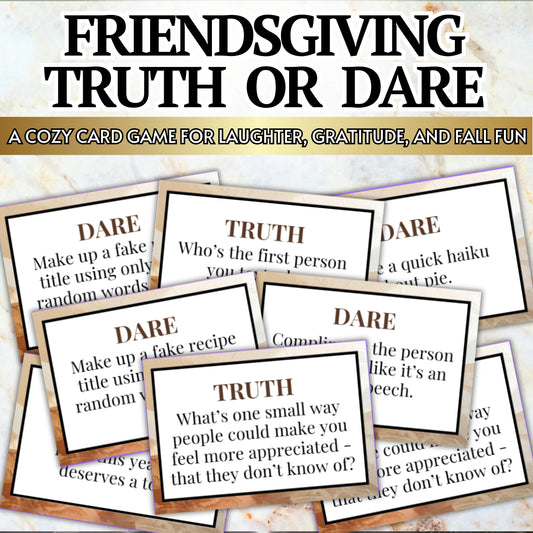 Friendsgiving Truth or Dare Card Game for Adults (80 Cards)