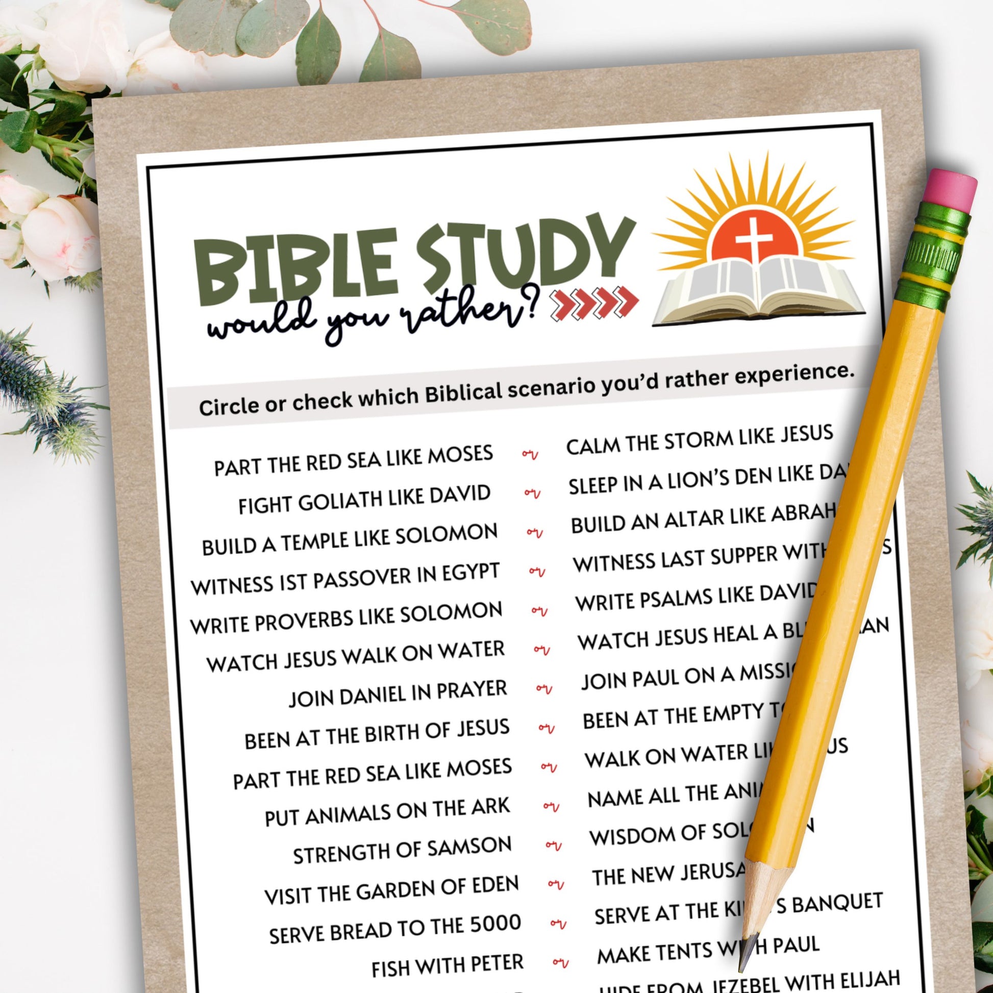 If you're looking for a fresh way to spice up your Bible study or Sunday School sessions, you're in luck! This fun and engaging "Would You Rather" game, Bible Edition, is perfect for learners of all ages.