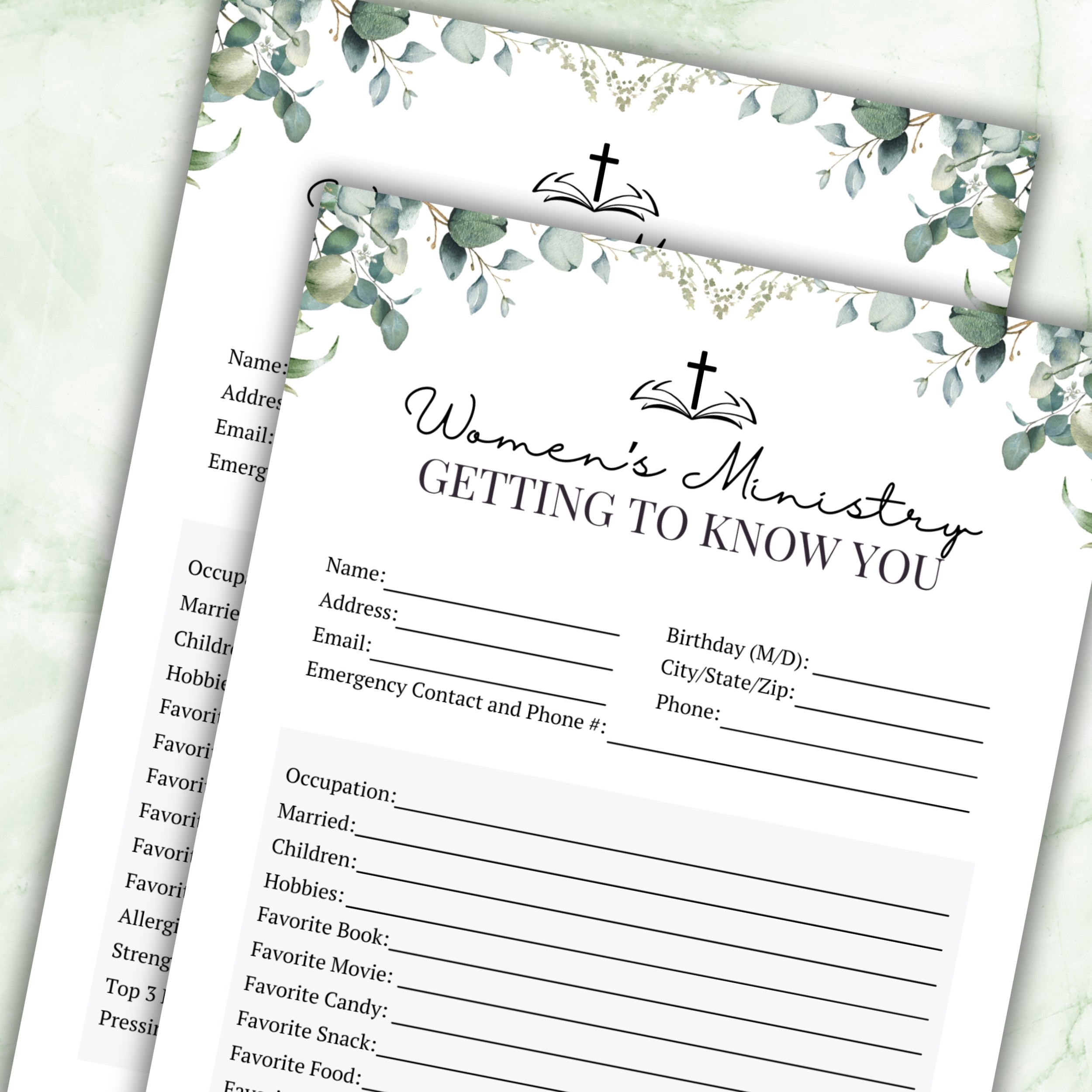 Green Floral Women's Ministry Intake Form – Party Prints Press