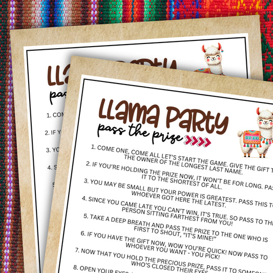 Llama Party Pass the Prize