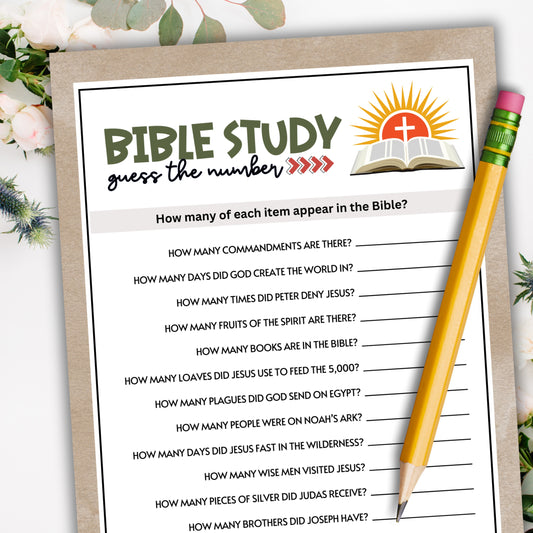 Are you seeking a fun and engaging activity for your Sunday School, Bible Study, or Women's Ministry Fellowship Retreat?  Whether you've got kids, teens, adults, and even seniors in your gathering or group, this quick and easy trivia game from Party Prints Press is just what you need!  Give each guest a sheet and challenge them to guess how many items are in the Bible! (Bonus points if they can think of the book of the Bible where the items are found!)