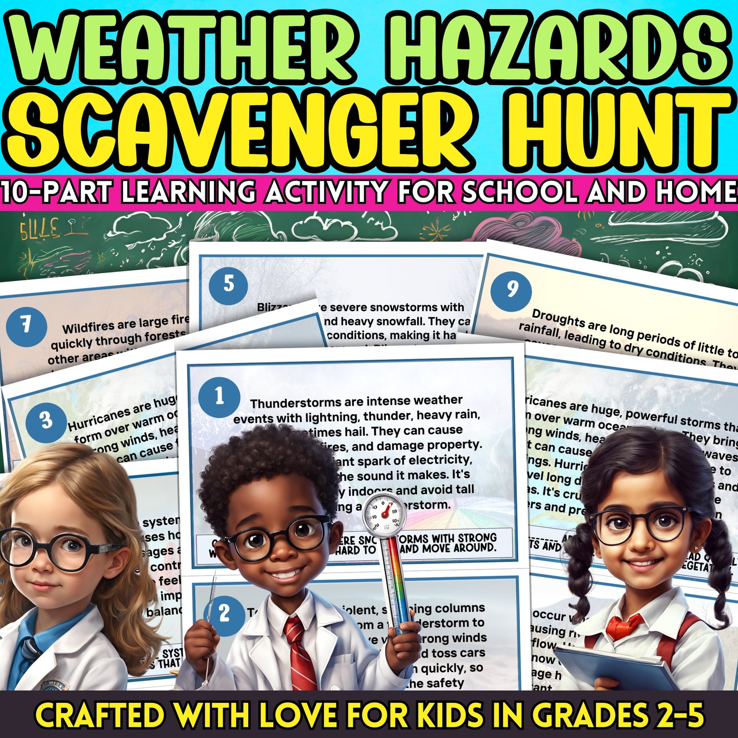 Weather Hazards Unit Scavenger Hunt For 3rd Graders: 10-Part Learning Activity For School And Home