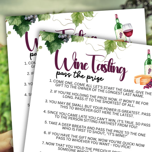 Wine Tasting Pass the Prize