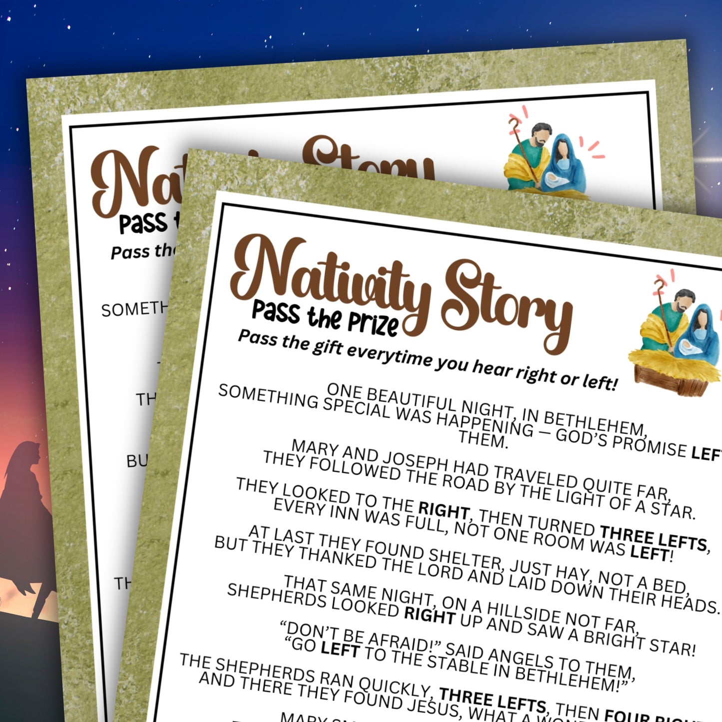 Right Left Nativity Story Game – Printable Christmas Bible Activity