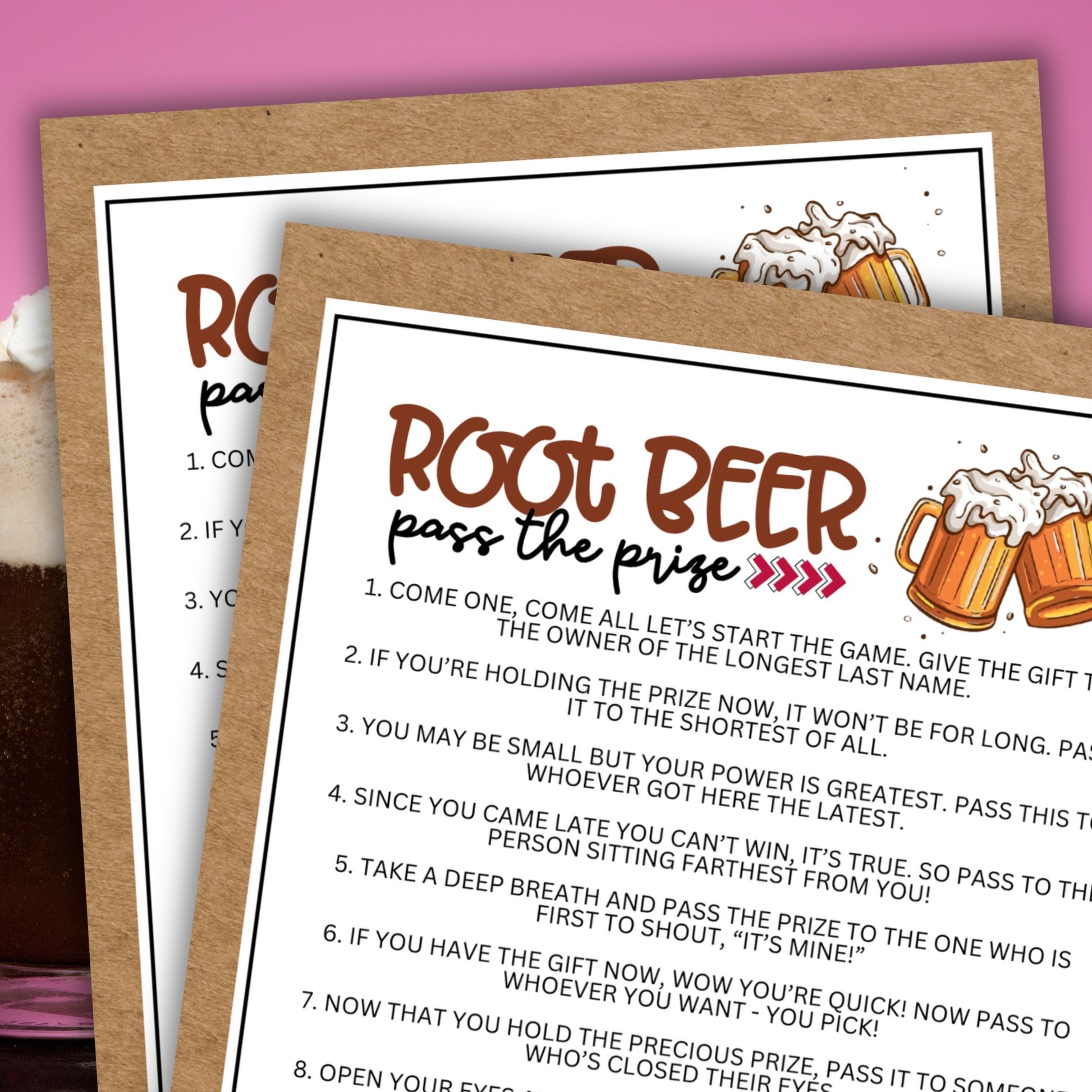 Root Beer Float Pass the Prize – Party Prints Press