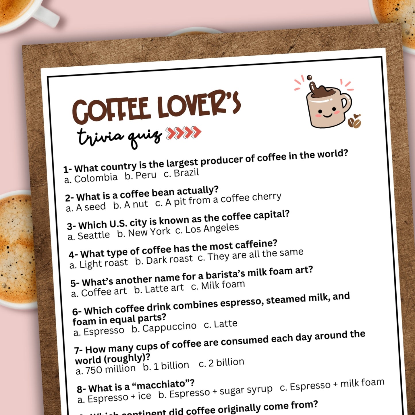 Coffee Trivia Game
