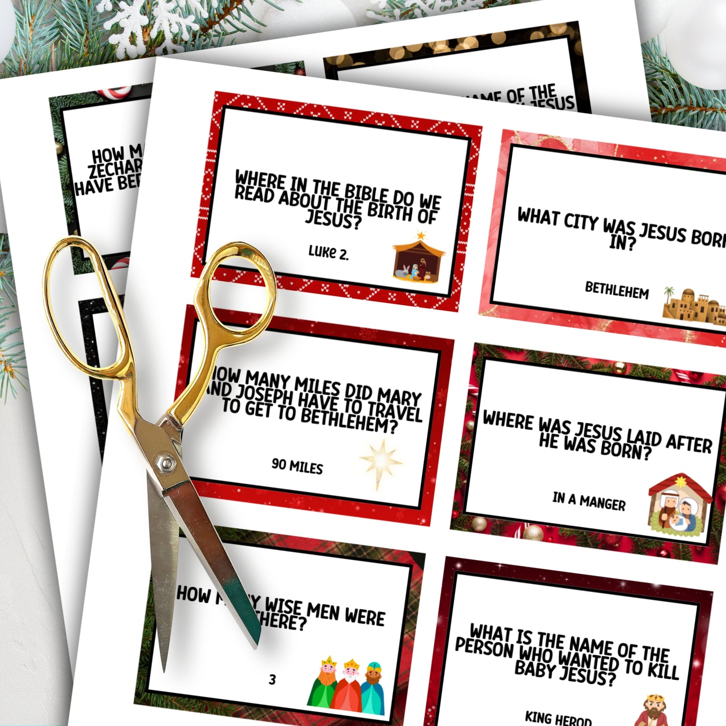 Christmas Bible Trivia Cards (64 Cards)