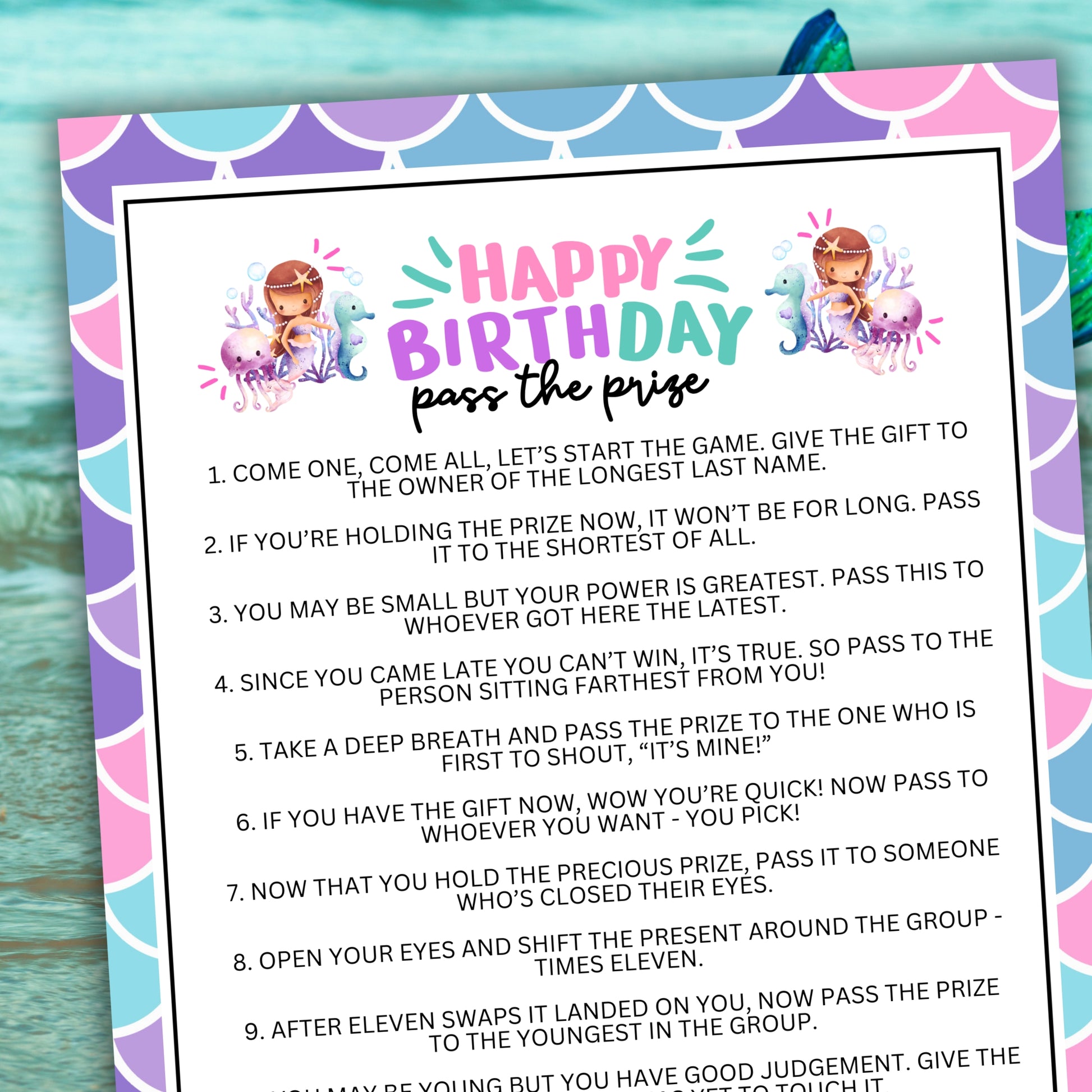 Are you throwing a mermaid-themed party for your special little girl? If so, you're going to need entertainment that&nbsp;everybody can enjoy!  Whether you've got kids, teens, tweens, adults and even seniors in your group, this fun little game is sure to be a huge hit!