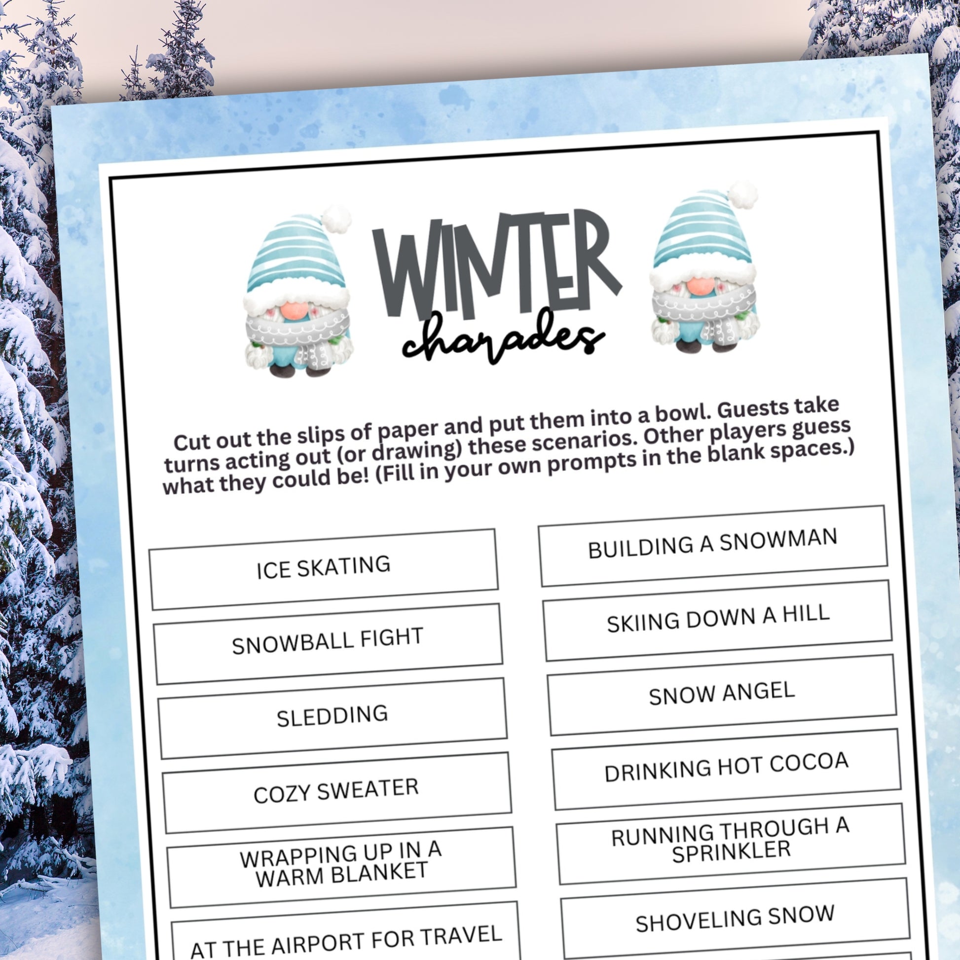 Are you gearing up for a winter celebration with family and friends? Look no further than the Winter Charades game from Party Prints Press!