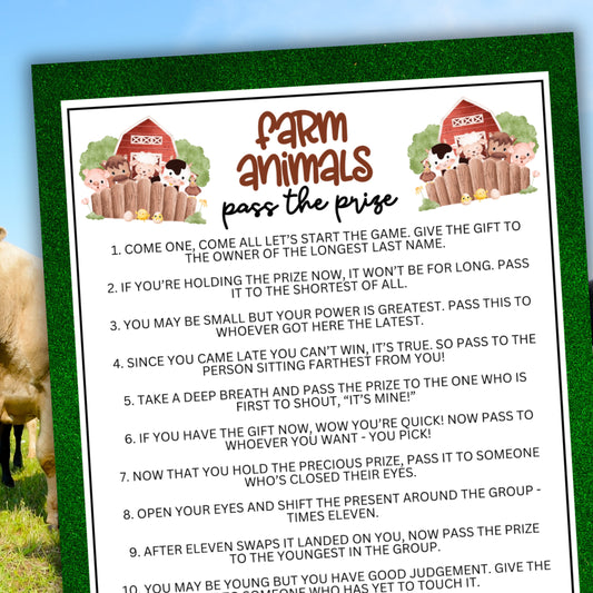 Farm Animals Pass the Prize