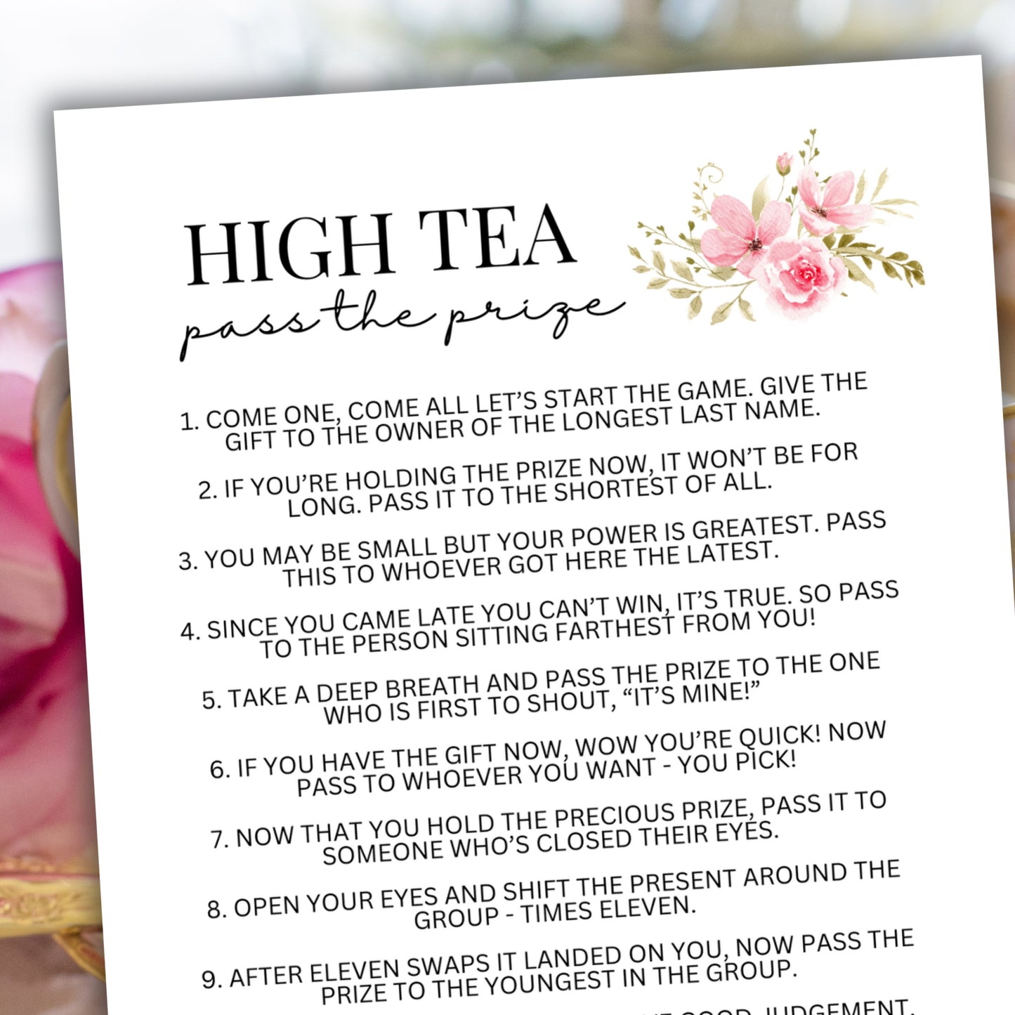 High Tea Pass the Prize