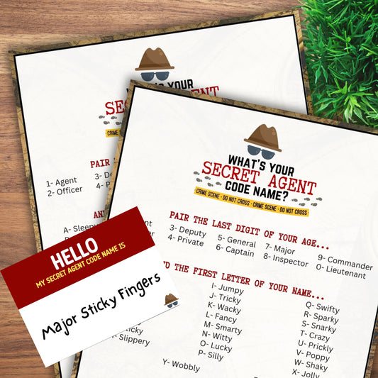 Secret Agent Party Activities For Cold Case Spy Detective Theme Birthday Event My Code Name Generator With Printable Name Tag Card And Sign