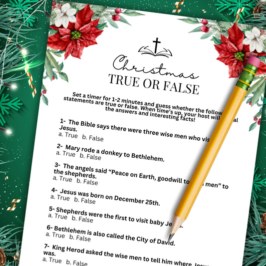 Women's Ministry Christmas Bible True or False Trivia with Answers
