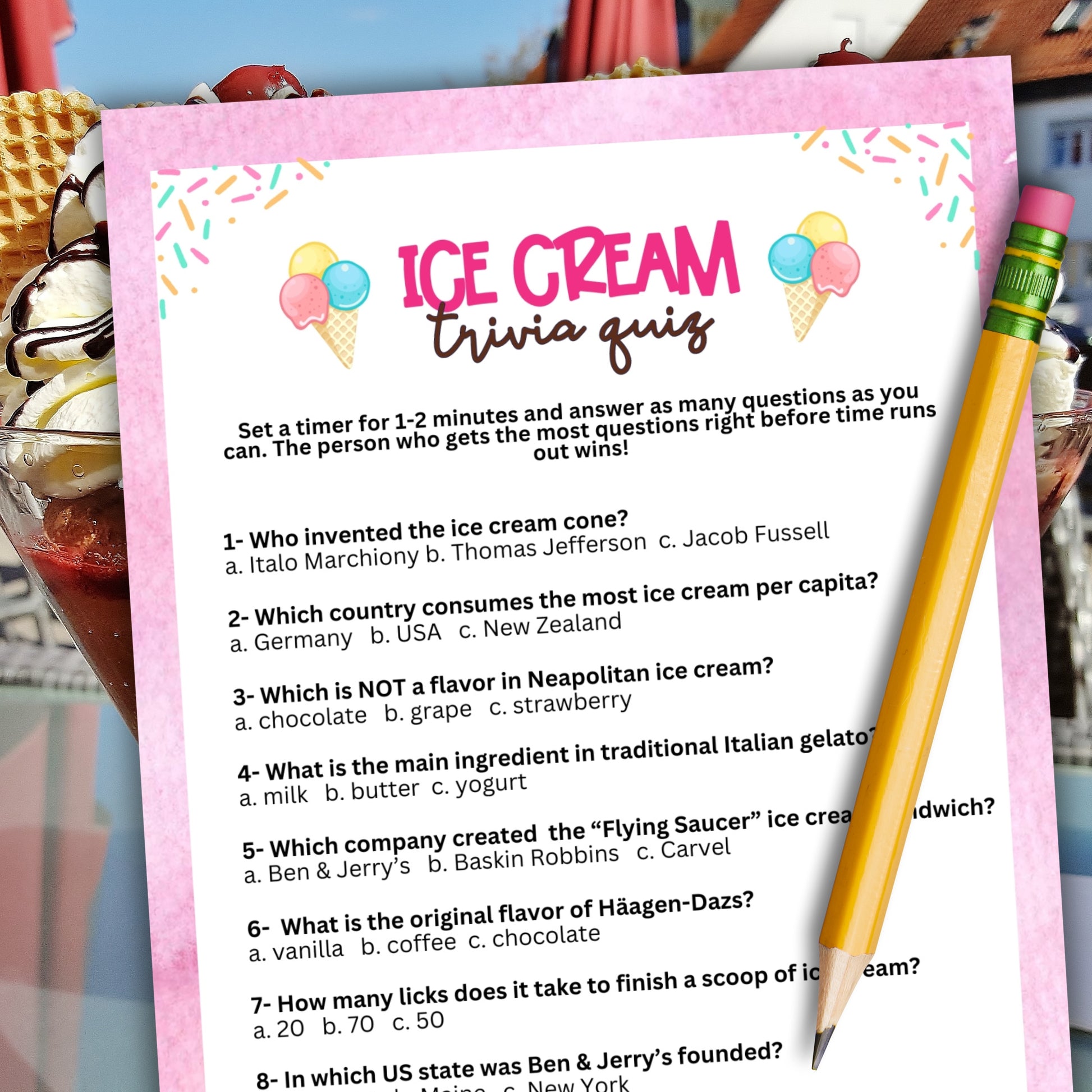 ice cream trivia quiz for national sundae day or ice cream month