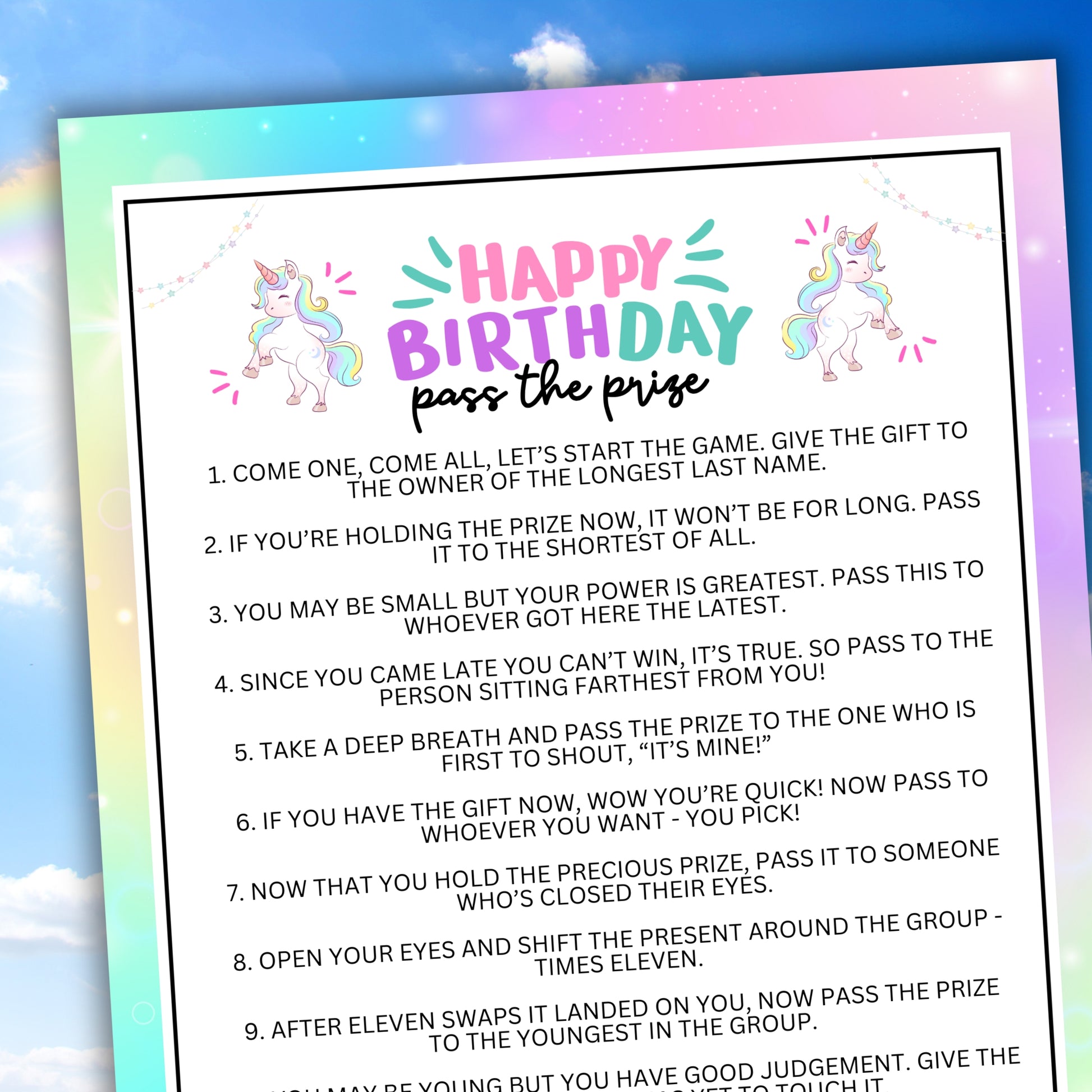 Are you throwing a unicorn-themed party for your special little girl? If so, you're going to need entertainment that everybody can enjoy!  Whether you've got kids, teens, tweens, adults and even seniors in your group, this fun little game is sure to be a huge hit!