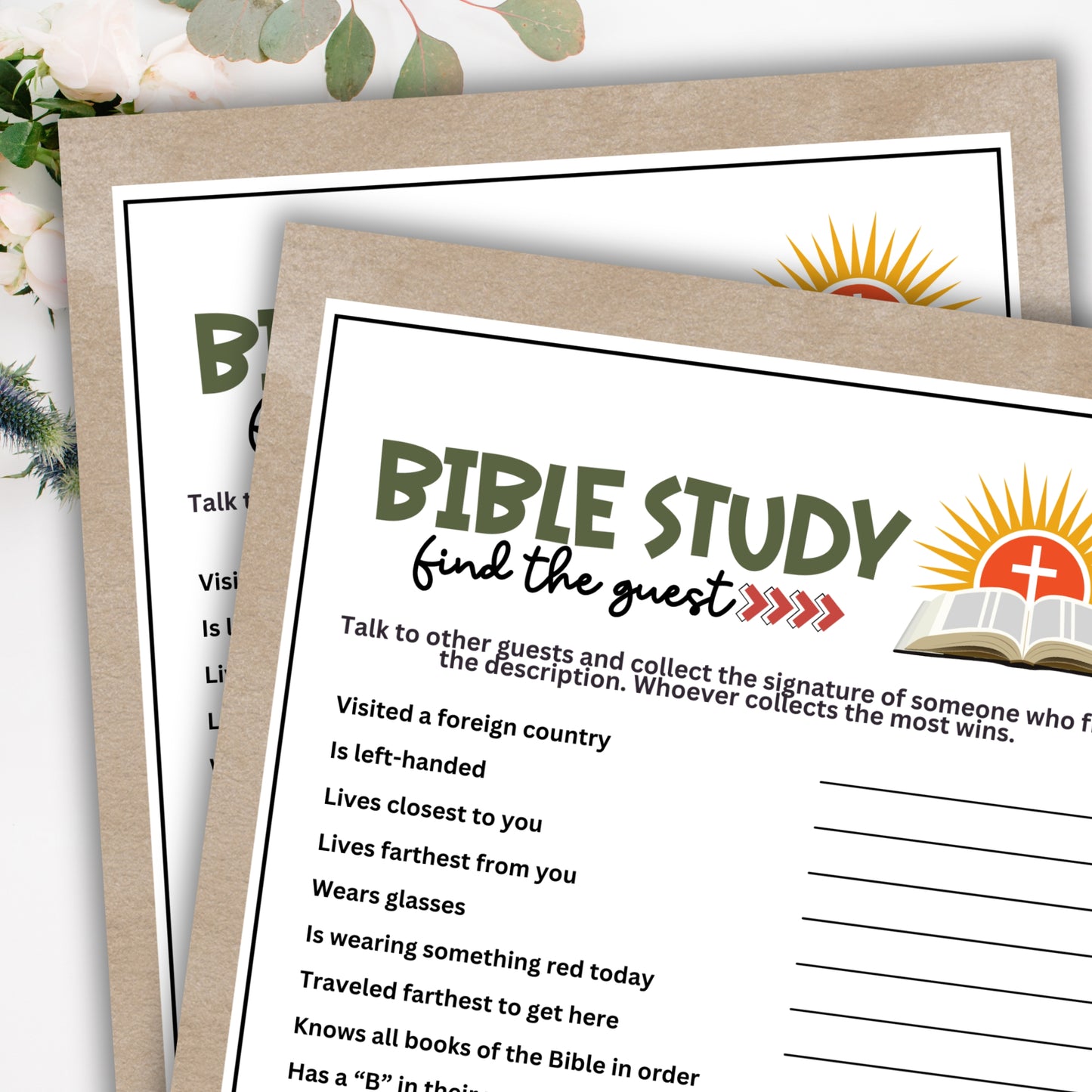 Looking for a fun and easy icebreaker game to play at your Bible Study meeting, women's ministry retreat, ladies' luncheon, VBS church camp or other faith-filled gathering? This "Find The Guest" printable game from Party Prints Press is just what you need!&nbsp;