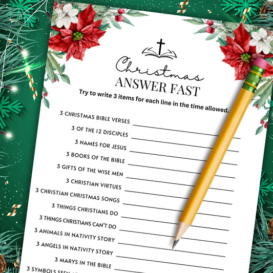 Women's Ministry Christmas Answer Fast Game