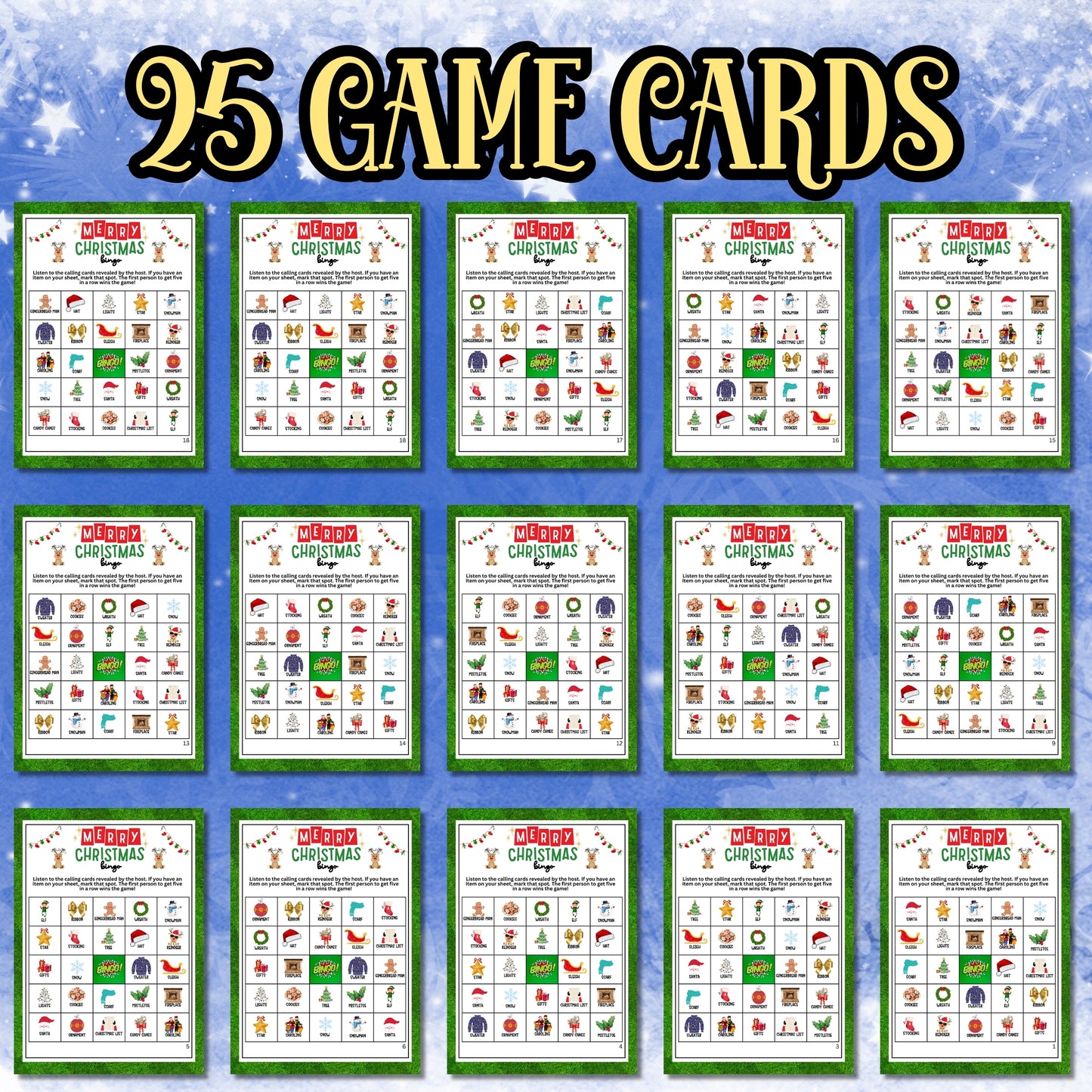 Christmas BINGO (25 Cards)