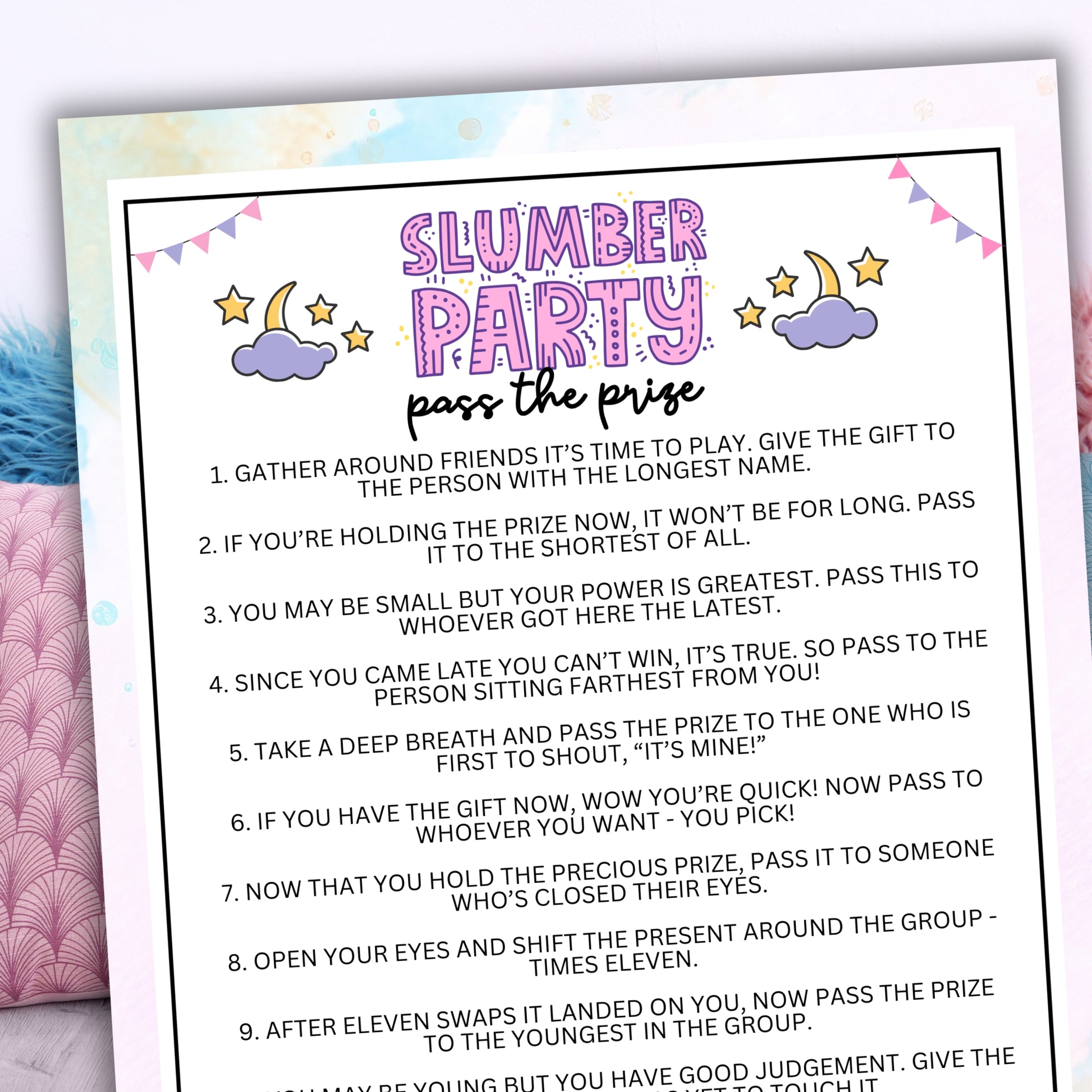 Planning a glitz and glam pajama party for your tween girls' night sleepover? You'll want to have entertainment that everyone will love!  The game is a simple poem that you can read aloud to participants or print out a copy for each to read along!  You'll need a small gift to give the winner of this game. A simple gift card is always a great idea for older kids/teens or adults, while for smaller kids, a little chocolate or toy works great!  How it