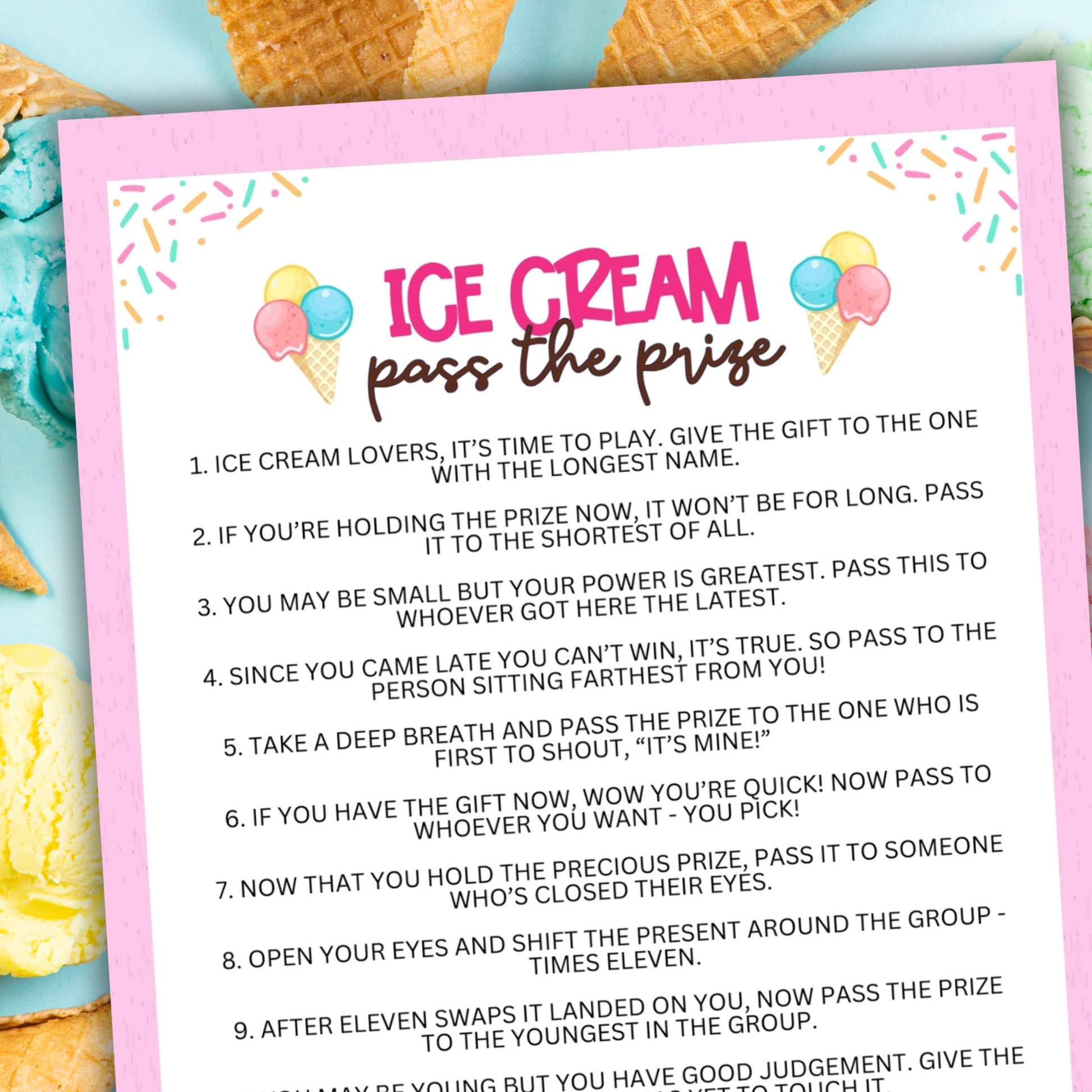 ice cream party pass the prize national ice cream month