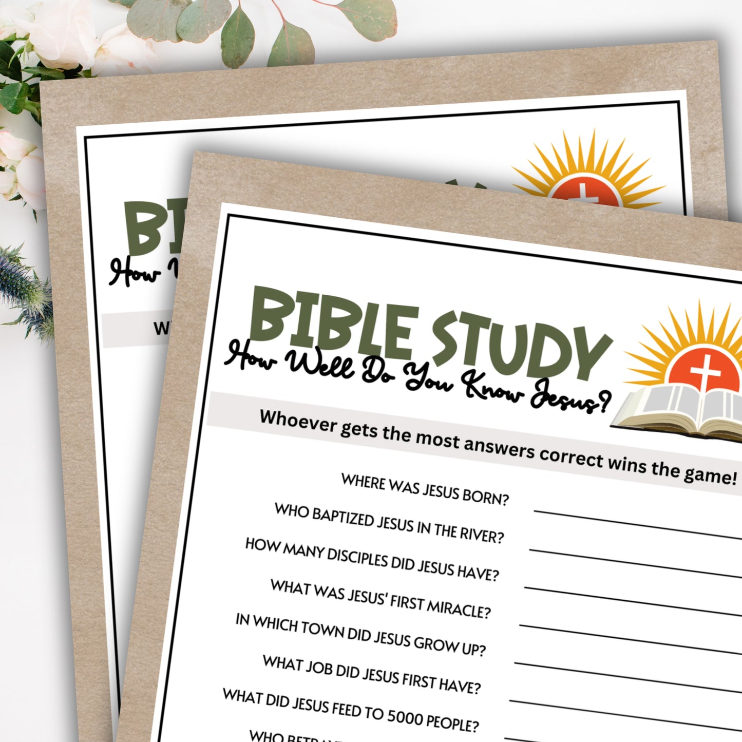 Give each guest a sheet and challenge their knowledge of who knows the most interesting facts about the Lord and Savior Jesus Christ.