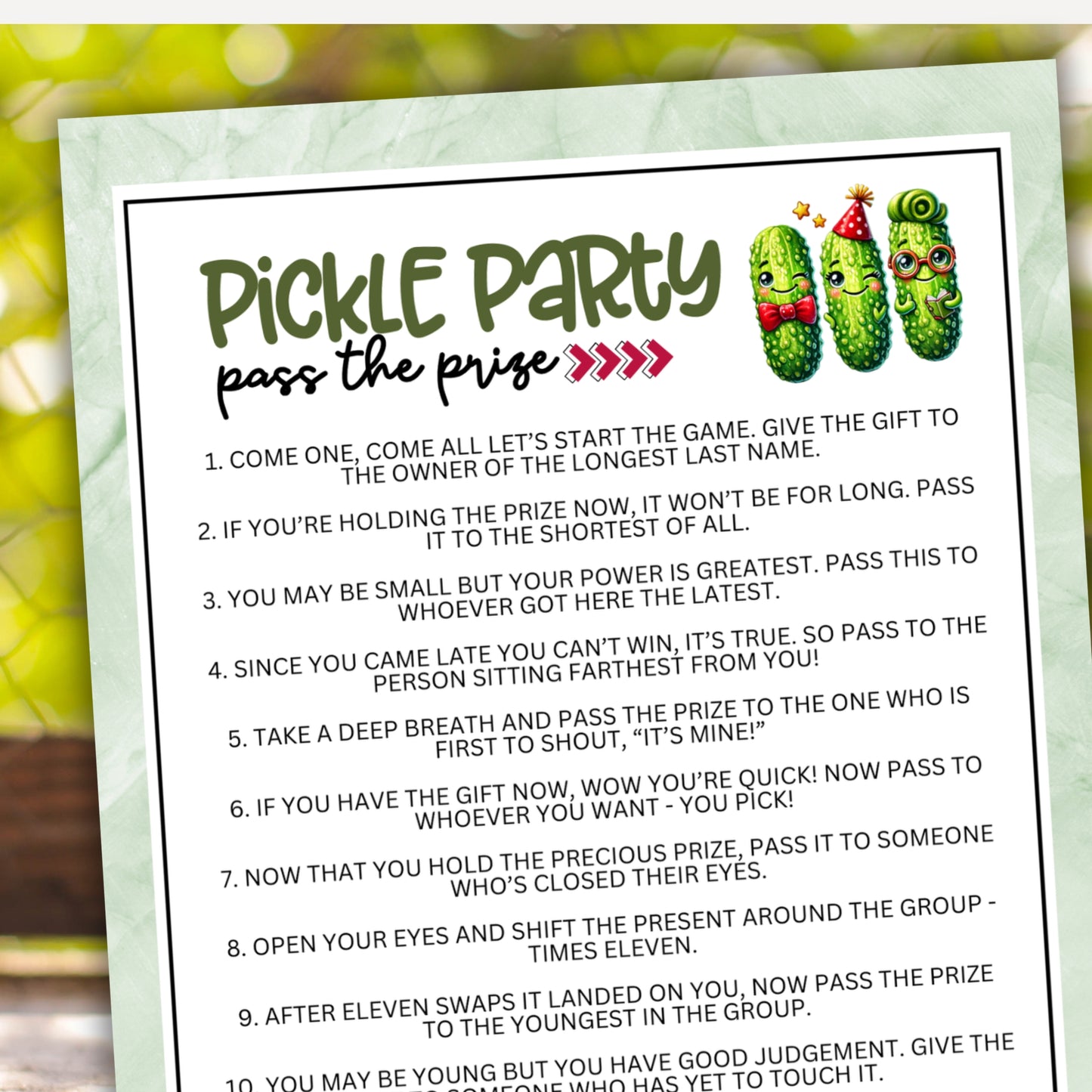 Pickle Party Pass the Prize