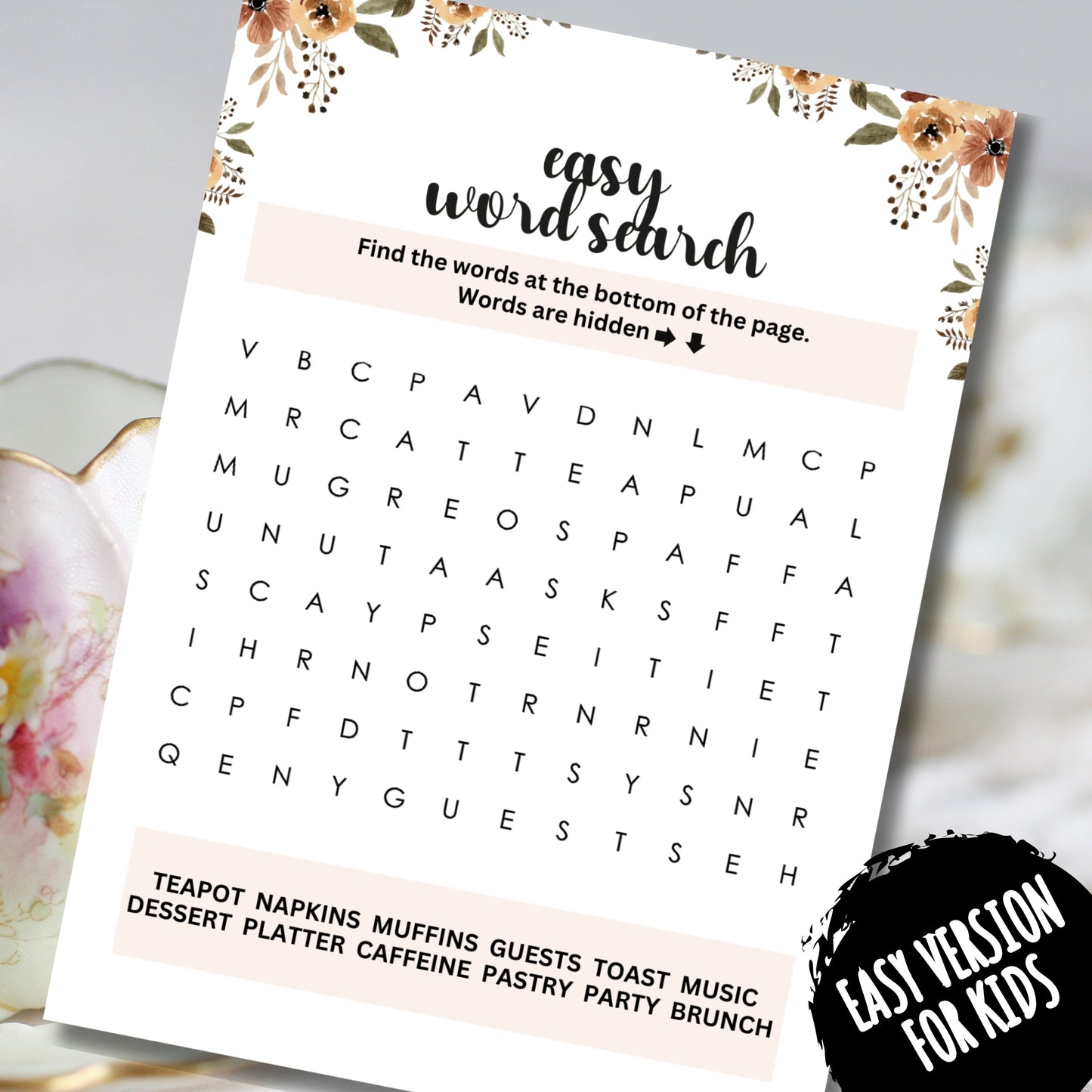 Tea Party Word Search (2 Games)